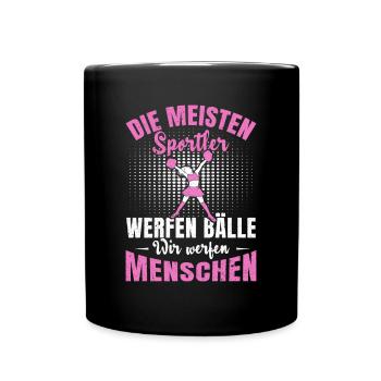 Cheerleading Cheerleader Wir werfen Menschen - Tasse einfarbig - Schwarz - Vorne