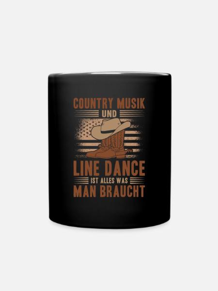 Line Dance und Countrymusik - Tasse einfarbig - Schwarz