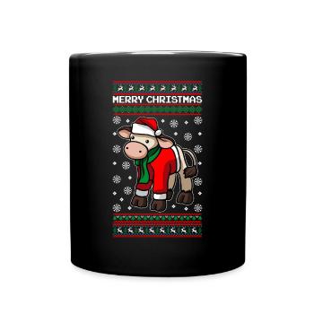 Christmas Cow Merry Christmas - Full Colour Mug - black - Front