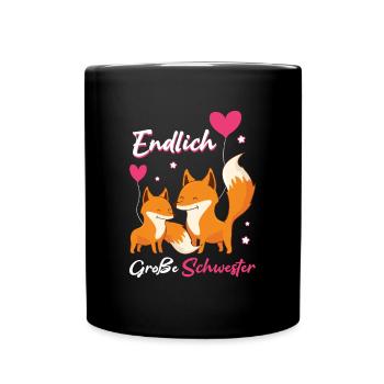 Endlich Große Schwester Fuchs Geschwister - Tasse einfarbig - Schwarz - Vorne