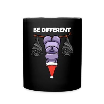 Be Different Nilpferd Fledermaus Weihnachtsmann - Tasse einfarbig - Schwarz - Vorne