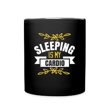 Schlafen ist mein Cardio - Tasse einfarbig - Schwarz - Vorne