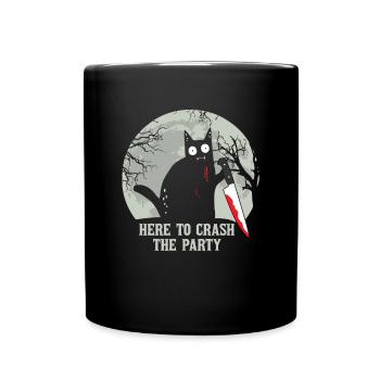 Ici pour écraser le chat d’Halloween - Mug uni - noir - Devant
