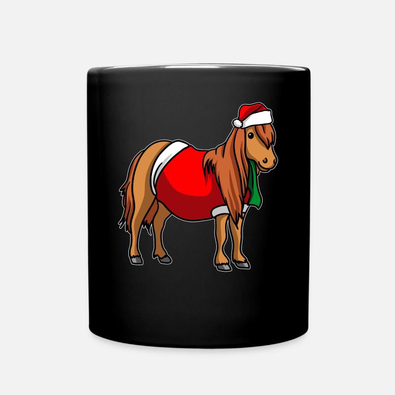 Pony Weihnachtsmütze - Tasse einfarbig - Schwarz