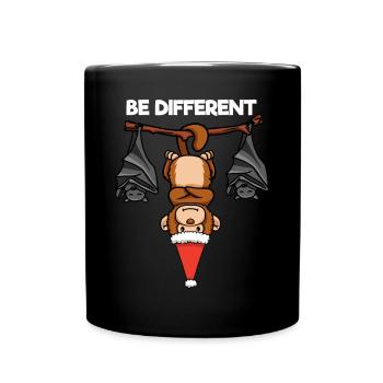 Be Different Affe Fledermaus Weihnachtsmann - Tasse einfarbig - Schwarz - Vorne