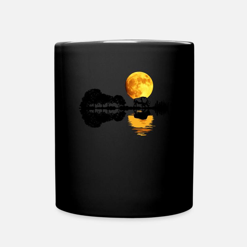 Buffalo Moon Acoustic Guitar Moon Lake Shadow - Full Colour Mug - black