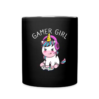 Gamer Girl Gamer Licorne - Mug uni - noir - Devant