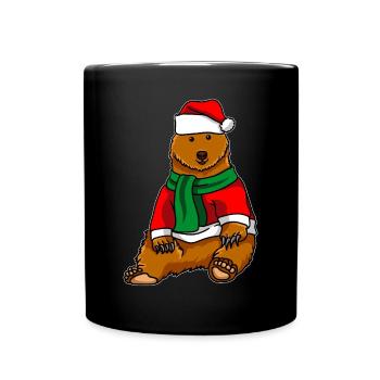 Ours brun en costume de Noël - Mug uni - noir - Devant