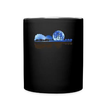 Guitar Nature Moon Unicycle Guitarist Unicyclist - Full Colour Mug - black - Front