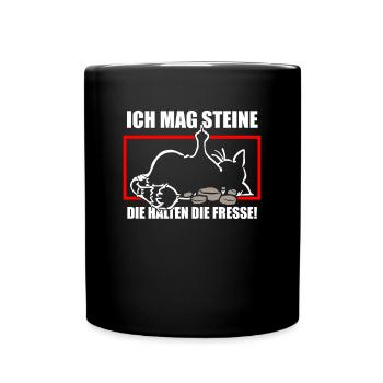 Ich mag Steine die halten die Fresse - Tasse einfarbig - Schwarz - Vorne
