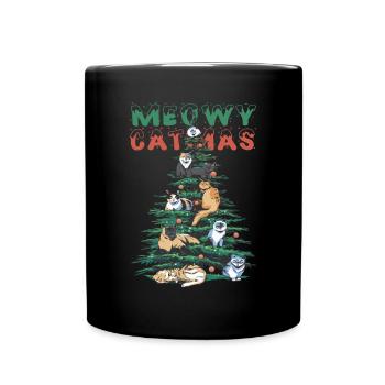 Meowy catmas Cute Christmas Kitty Cat Holiday - Tasse einfarbig - Schwarz - Vorne