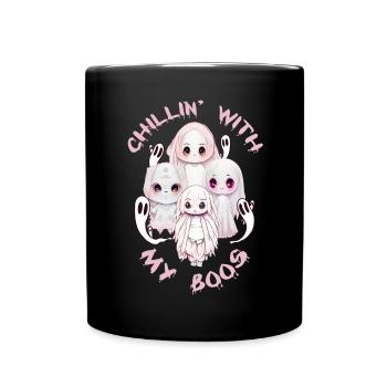 Chillin Boos Halloween Kawaii Anime Geist - Tasse einfarbig - Schwarz - Vorne