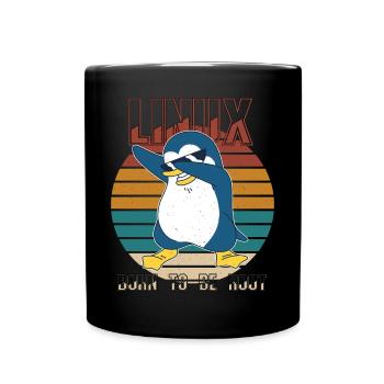 Linux Born To Be Root Cool Penguin Nerd Programmin - Tasse einfarbig - Schwarz - Vorne