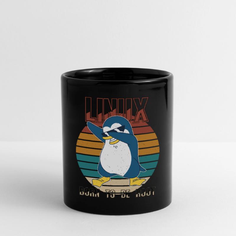 Linux Born To Be Root Cool Penguin Nerd Programmin Tasse einfarbig