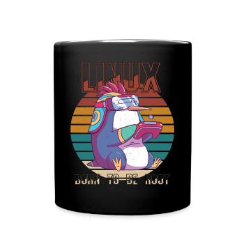 Linux Gamer Born To Be Root Cool Penguin Nerd Prog - Tasse einfarbig - Schwarz - Vorne