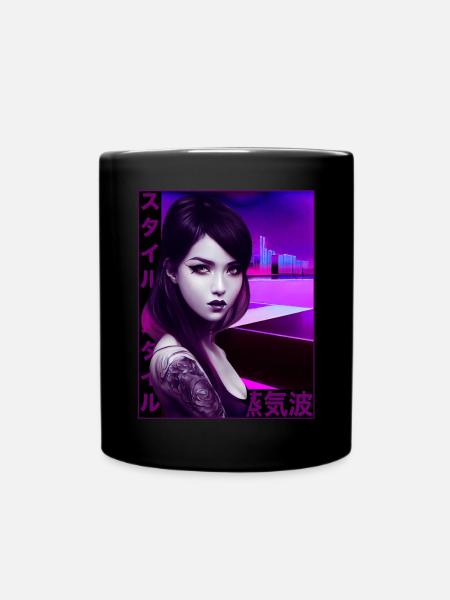 Japanische Dampfwelle Anime Gothic Girl Tattoo wei - Tasse einfarbig - Schwarz