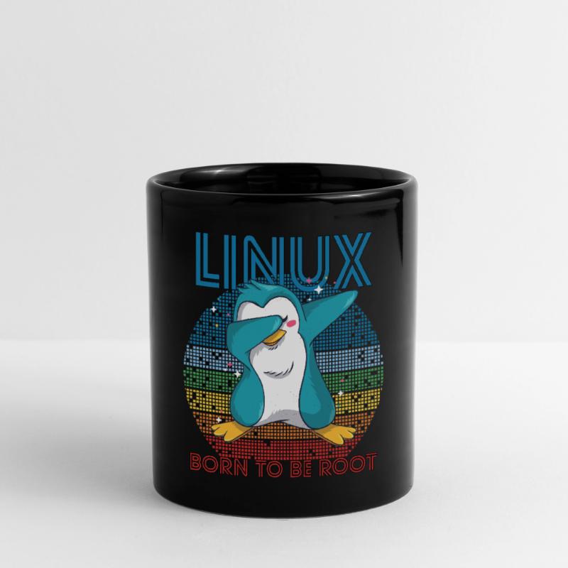 Born To Be Root Retro Penguin Linux Nerd Program Full Colour Mug
