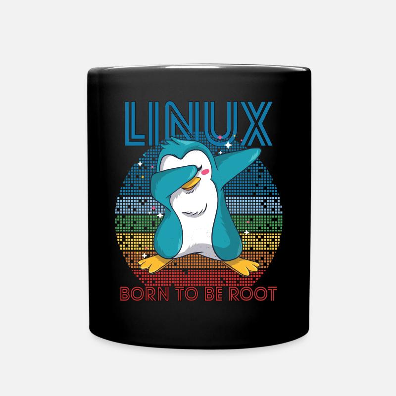 Born To Be Root Retro Penguin Linux Nerd Programme - Tasse einfarbig - Schwarz