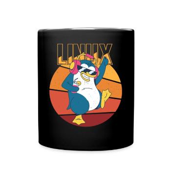 Party Linux Root Cool Penguin Nerd Game Programmer - Tasse einfarbig - Schwarz - Vorne