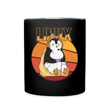 Gamer Penguin Linux Root Party Nerd Programmer Com - Tasse einfarbig - Schwarz - Vorne