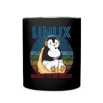 Gamer Root Retro Penguin Linux Nerd Programmer Gee - Tasse einfarbig - Schwarz - Vorne