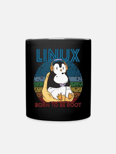 Gamer Root Retro Penguin Linux Nerd Programmer Gee - Tasse einfarbig - Schwarz
