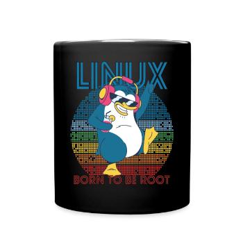 Root Party Penguin Retro Linux Cool Nerd Programme - Tasse einfarbig - Schwarz - Vorne