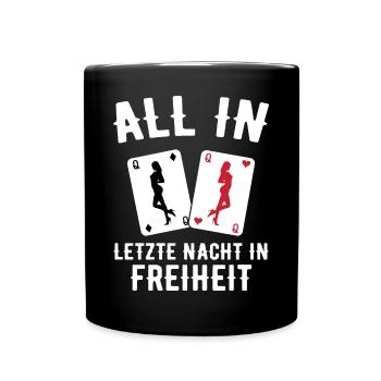 Poltern JGA Mann Bräutigam Junggesellenabschied - Tasse einfarbig - Schwarz - Vorne