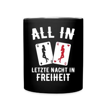 Poltern JGA Mann Bräutigam Junggesellenabschied - Tasse einfarbig - Schwarz - Vorne