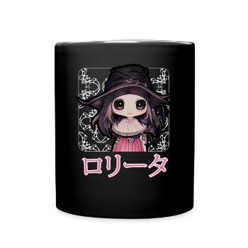 Gothic Lolita Hexe Japanisch Chibi Anime Pastell G - Tasse einfarbig - Schwarz - Vorne