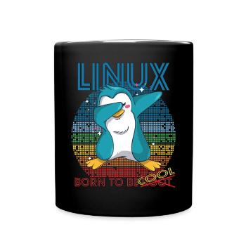 Linux Cool Born To Be Root Cute Penguin Geek Admin - Full Colour Mug - black - Front