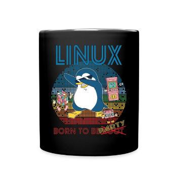 Retro Gamer Linux né pour être Root Geek Admin Pengu - Mug uni - noir - Devant