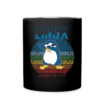 Linux Sudo Root Geek Admin Penguin Nerd Programmer - Tasse einfarbig - Schwarz - Vorne