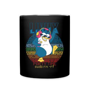 Linux Party Sudo Root Geek Admin Penguin Nerd Prog - Tasse einfarbig - Schwarz - Vorne