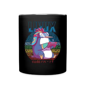 Linux Gamer Sudo Root Geek Admin Penguin Nerd Prog - Tasse einfarbig - Schwarz - Vorne