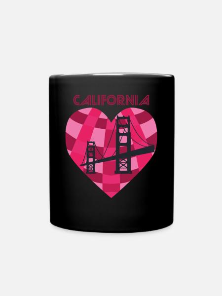 San Francisco Heart Golden Gate Bridge Love Caliph - Full Colour Mug - black