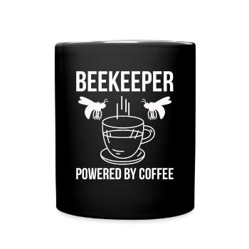 Beekeeper Powered By Coffee - Tasse einfarbig - Schwarz - Vorne