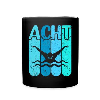 Schwimmen 8 Geburtstag Wasserratte Schwimm - Tasse einfarbig - Schwarz - Vorne