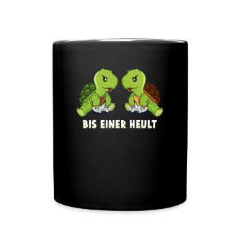 Bis Einer Heult Gamer Schildkröte - Tasse einfarbig - Schwarz - Vorne