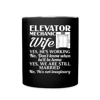 Elevator Elevator System Technician Woman Elevator Elevator - Full Colour Mug - black - Front