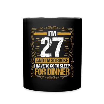 27 Idée drôle Allez dormir pour le dîner Humour de l’année - Mug uni - noir - Devant