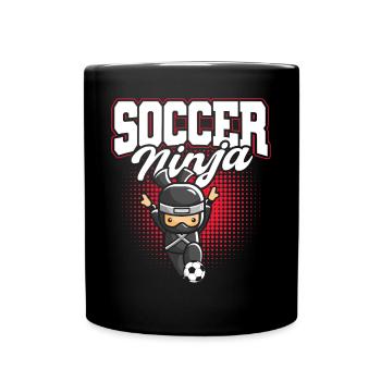 Joueur de football ninja mignon amoureux du football drôle - Mug uni - noir - Devant