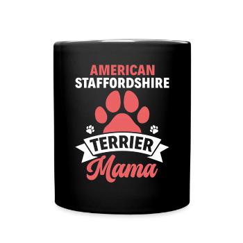 American Staffordshire Bull Terrier Staffy Dog - Full Colour Mug - black - Front