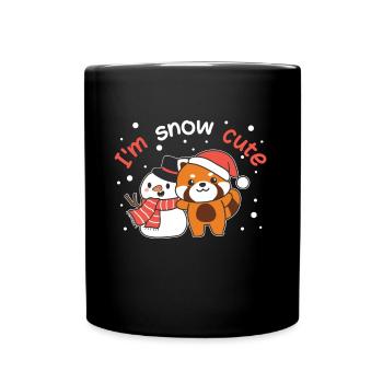 Panda rouge Je suis un jeu de mots bonhomme de neige mignon - Mug uni - noir - Devant