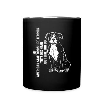 American Staffordshire Bull Terrier Staffy Dog - Full Colour Mug - black - Front