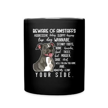 American Staffordshire Bull Terrier Staffy Dog - Full Colour Mug - black - Front