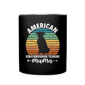 American Staffordshire Bull Terrier Staffy Dog - Full Colour Mug - black - Front