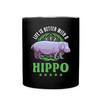 La vie est meilleure avec un hippopotame - Mug uni - noir - Devant