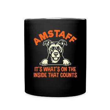American Staffordshire Bull Terrier Staffy Dog - Full Colour Mug - black - Front
