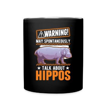Warning Hippo Hippo Hippo Hippo - Full Colour Mug - black - Front